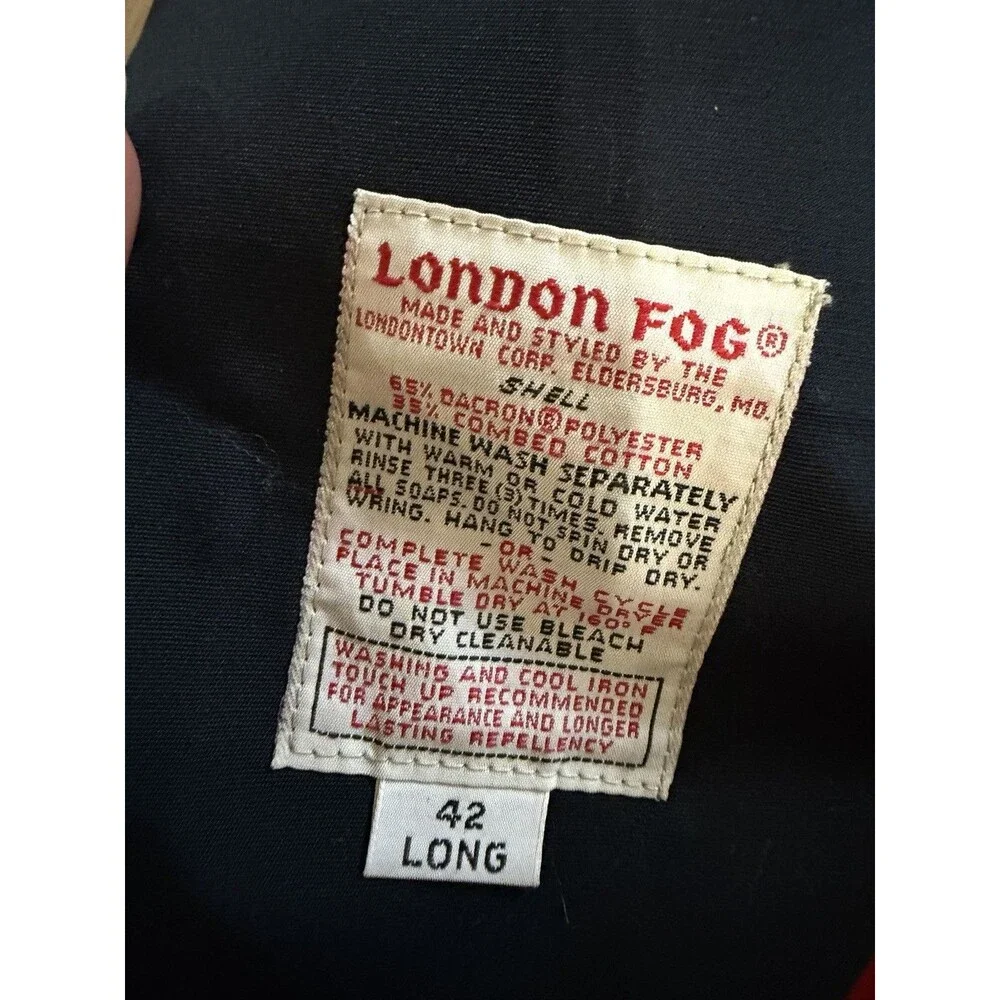 London Fog Navy Blue Lined Double Breasted Trench Coat Size Men’s 42 Long